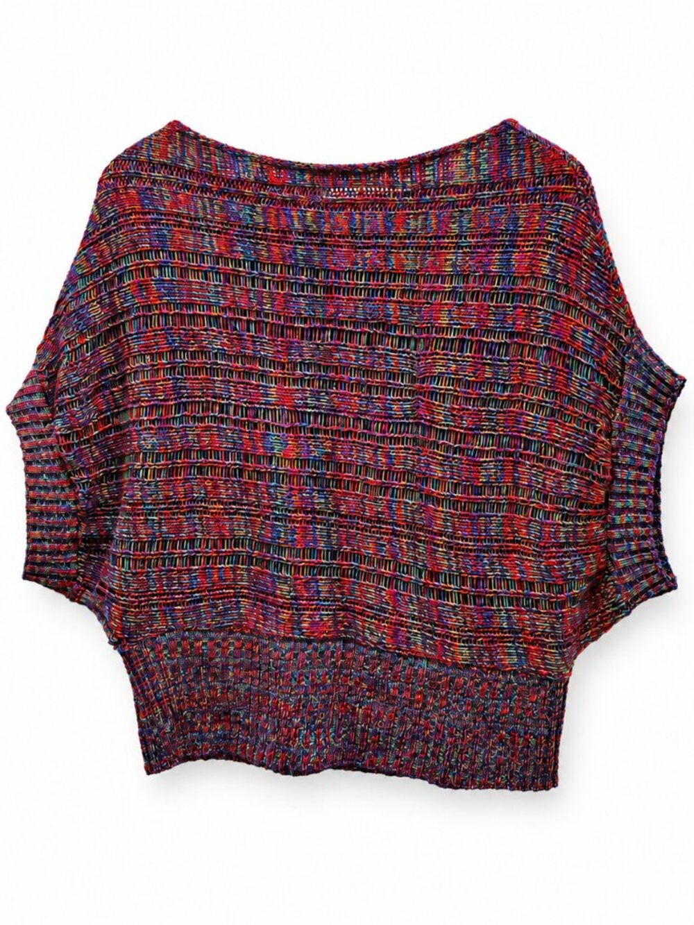 Chesley Multicolor Open Knit Short Sleeve Sweater Size Medium